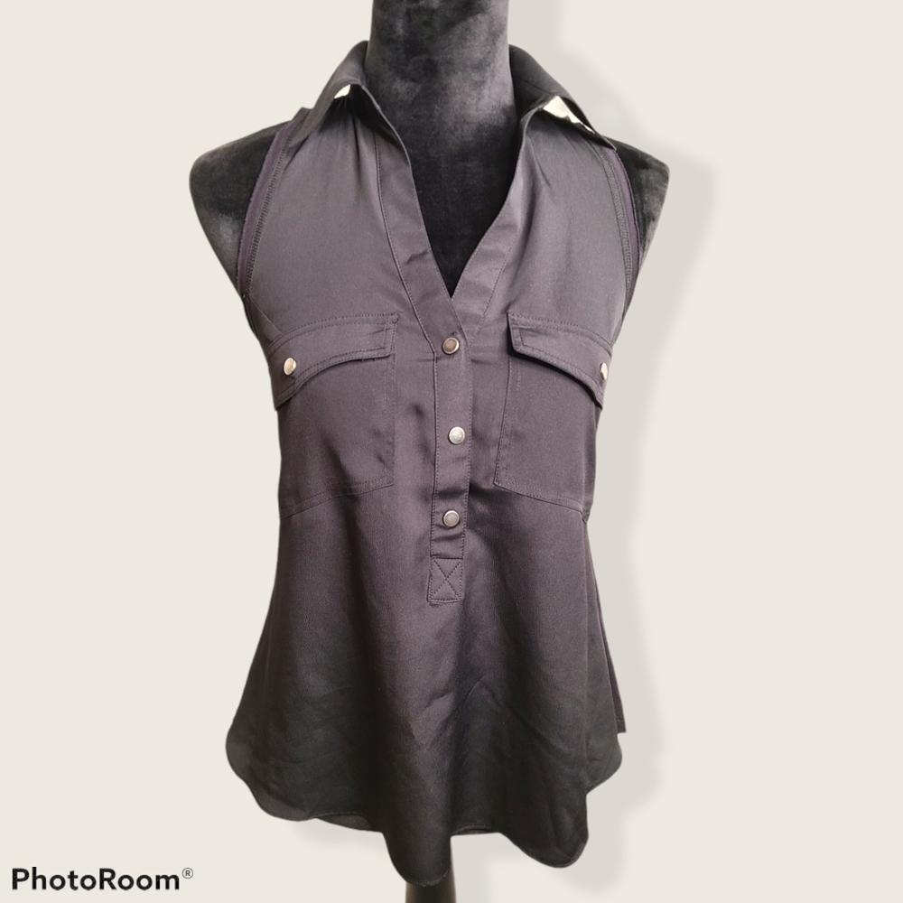 Black silky dress top